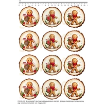 Mintás barkácsfilc - karácsonyi mézik faszeleteken - kicsi