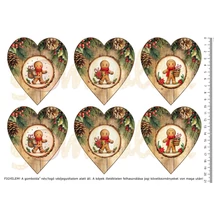 Mintás barkácsfilc - karácsonyi mézik faszeleteken - szív Mintás barkácsfilc - karácsonyi mézik faszeleteken - szív