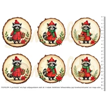 Mintás barkácsfilc - karácsonyi mosómacik faszeleteken - nagy