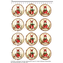 Mintás barkácsfilc - karácsonyi nyuszik faszeleteken - kicsi