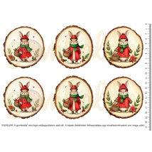 Mintás barkácsfilc - karácsonyi nyuszik faszeleteken - nagy