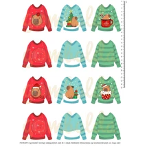 Mintás barkácsfilc - capybara - karácsonyi pulcsik Mintás barkácsfilc - capybara - karácsonyi pulcsik