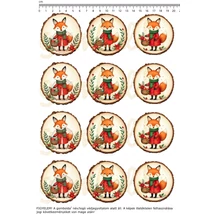 Mintás barkácsfilc - karácsonyi rókák faszeleteken - kicsi