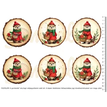 Mintás barkácsfilc - karácsonyi vidrák faszeleteken - nagy