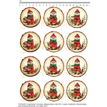 Mintás barkácsfilc - karácsonyi vidrák faszeleteken - kicsi Mintás barkácsfilc - karácsonyi vidrák faszeleteken - kicsi