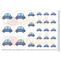 Ovis jel mintás barkácsfilc - kék kisautó