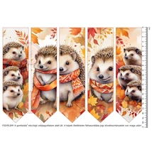 Mintás barkácsfilc - 2mm vastag könyvjelző alap - festett őszi sünik Mintás barkácsfilc - 2mm vastag könyvjelző alap - festett őszi sünik