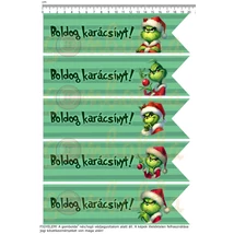 Mintás barkácsfilc - könyvjelző - Grincses karácsony - zöld