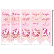 Mintás barkácsfilc - motivációs könyvjelző - pink unikornis