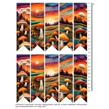 Mintás barkácsfilc - KICSI könyvjelző alap - nemezelt hatású - gombák