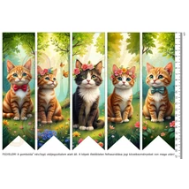 Mintás barkácsfilc - könyvjelző - tavaszi cicák