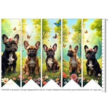 Mintás barkácsfilc - könyvjelző - tavaszi francia bulldog