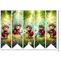 Mintás barkácsfilc - könyvjelző - tavaszi katicák