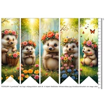 Mintás barkácsfilc - könyvjelző - tavaszi sünik