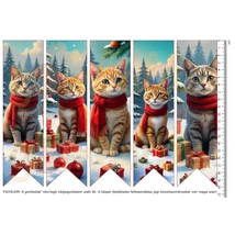 Mintás barkácsfilc - könyvjelző - téli cicák