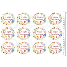 Mintás barkácsfilc - A legjobb Keresztanya - virágos koszorúban - 12db Mintás barkácsfilc - A legjobb Keresztanya - virágos koszorúban - 12db