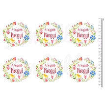 Mintás barkácsfilc - A legjobb Nagyi - virágos koszorúban - 6db