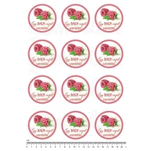 Befőző címke mintás barkácsfilc - szeretettel - málna - 60mm