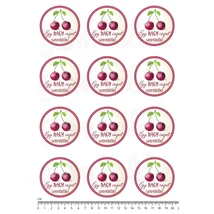 Befőző címke mintás barkácsfilc - szeretettel - meggy - 60mm