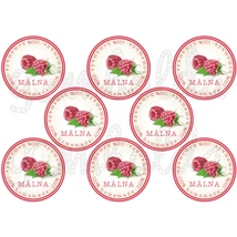 Befőző címke mintás barkácsfilc - málna - 80mm