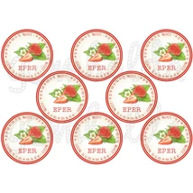 Befőző címke mintás barkácsfilc - eper - 80mm