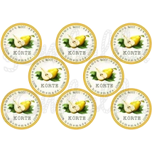 Befőző címke mintás barkácsfilc - körte - 80mm