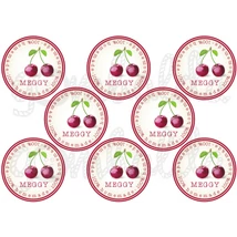 Befőző címke mintás barkácsfilc - meggy - 80mm