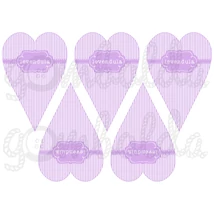 Mintás barkácsfilc - levendula feliratos szívek - csíkos