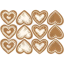 Mintás barkácsfilc - szív mézeskalács díszek