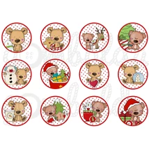 Mintás barkácsfilc - mackófalva piros körökben