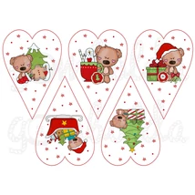 Mintás barkácsfilc - mackófalva szívekben Mintás barkácsfilc - mackófalva szívekben