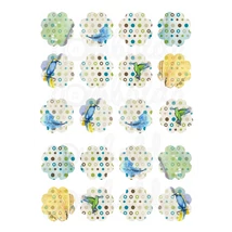 Mintás barkácsfilc - madarak pöttyös virágokban