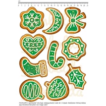Mintás barkácsfilc - mézeskalács díszek zöld mázzal Mintás barkácsfilc - mézeskalács díszek zöld mázzal