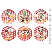 Mintás barkácsfilc - Mickey karácsonya - piros mintás körök - nagy Mintás barkácsfilc - Mickey karácsonya - piros mintás körök - nagy