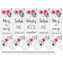 Mintás barkácsfilc - motivációs könyvjelző - rózsaszín virágos