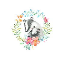 Mintás barkácsfilc - Mother and Baby - borzok