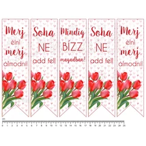 Mintás barkácsfilc - motivációs könyvjelző - tulipános