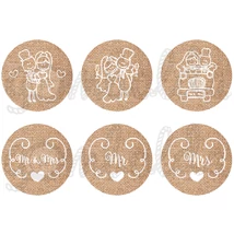 Mintás barkácsfilc - Mr & Mrs juta körök