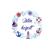 Mintás barkácsfilc - navy - Isten hozott - hímzőkeretbe Mintás barkácsfilc - navy - Isten hozott - hímzőkeretbe