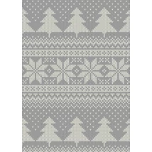 Mintás barkácsfilc - norvég kötött - szürke fenyők hópelyhek Mintás barkácsfilc - norvég kötött - szürke fenyők hópelyhek