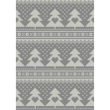 Mintás barkácsfilc - norvég kötött - szürke szíves fenyők hópelyhek