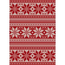 Mintás barkácsfilc - norvég kötött - piros hópelyhek Mintás barkácsfilc - norvég kötött - piros hópelyhek