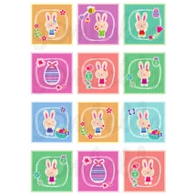 Mintás barkácsfilc - vidám nyuszik csíkos háttérrel