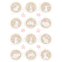 Mintás barkácsfilc - nyuszik drapp alapon