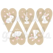 Mintás barkácsfilc - nyuszik drapp szívekben