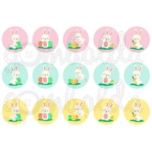 Mintás barkácsfilc - vidám nyuszik színes körökben