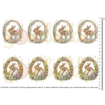 Mintás barkácsfilc - nyuszik tojásos koszorúban