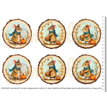 Mintás barkácsfilc - őszi egérkék faszeleteken - nagy