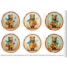 Mintás barkácsfilc - őszi macik faszeleteken - nagy