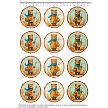 Mintás barkácsfilc - őszi macik faszeleteken - kicsi Mintás barkácsfilc - őszi macik faszeleteken - kicsi